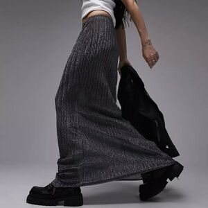 NWOT Topshop Metallic Maxi Skirt, Size 14